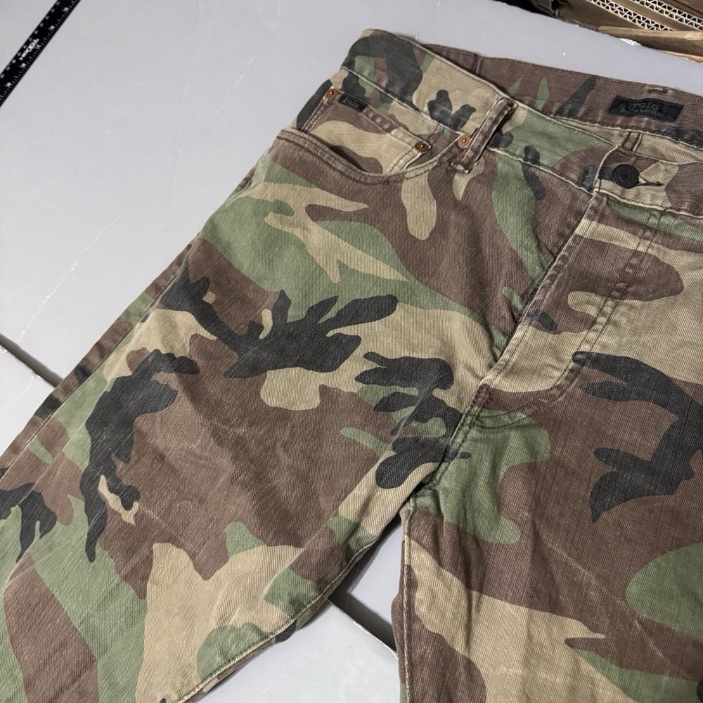 Polo Ralph Lauren Varick Slim Straight Jeans Camo Camouflage 36 32 Button Fly - Picture 7 of 14